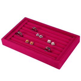 Caja de Almacenamiento de Anillos, Bandeja de Exhibición de los Anillos de la Joyería Caja de la Ranura de Terciopelo Caja para Anillos, 4Ccolores 7 R