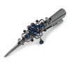 Large Midnight Blue Crystal Flower with Dangle Hair Beak Clip/Concord