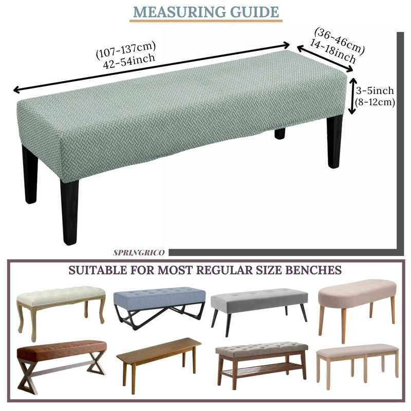 SPRINGRICO Stretch Dining Bench Cover, Removable Bench Slipcover Washable Bench