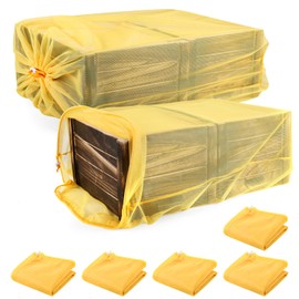 UNIFAMILY 5pcs Bee Hive Mesh Transport Bags with Drawstrings, Breathable Bee Nuc Transfer Bag, Durable Bee Hive Bags for Beekeepers Transport Safely Yellow Bee Hive Transport Bags