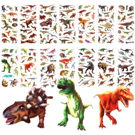 DRERIO 3D Dinosaur Stickers, 48 Sheets, Approximately 650 Pieces, Dinosaur Stickers, Children's Reward Stickers, Realistic Dinosaur Pictures, Cute, Waterproof, DIY, Calendar, Notebook, Wall, Bicycle,