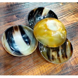 Set of 4 Horn Bowl Viking Norse Medieval Reenactment|HORN BOWL|SERVING & SHAVING BOWLS gift for mother, father Husband christmas gift Medium size Hand Crafted–Polished Finish (5" Diameter x 3" Deep)