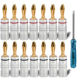 24K Gold Plated Banana Plugs Set of 14 with Screwdriver