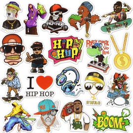 Hip Hop Stickers for Laptop Water Bottle Hip Hop Stickers for Adults Cool Rap Vinyl Sticker Pack(50 Pcs)