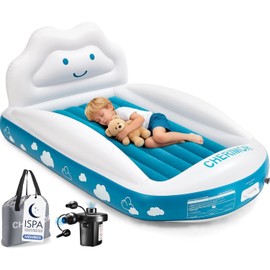 CHERIMOR Inflatable Toddler Travel Bed with Safety Bumpers & Electric Pump