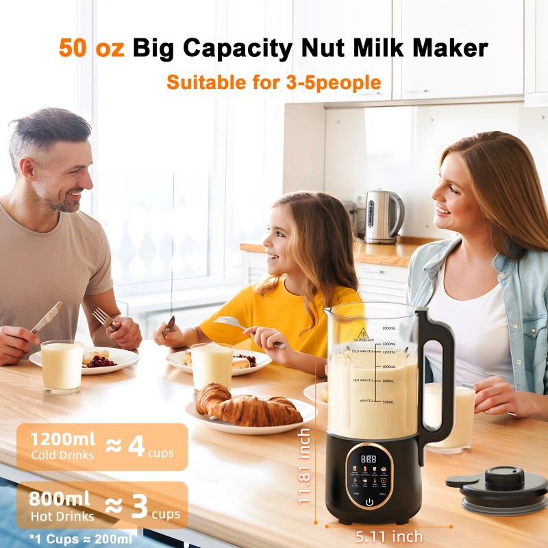 Unbranded 50oz Nut Milk Maker, 10 in 1 Automatic Nut