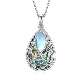Moonstone Necklace 925 Sterling Silver Filigree Necklace Moonstone Jewelry Gifts for Women