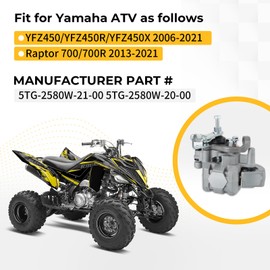 M MATI Rear Brake Caliper for Yamaha YFZ450/YFZ450R/YFZ450X 2006-2021 Raptor 700/700R 2013-2021 5TG-2580W-21-00 5TG-2580W-20-00