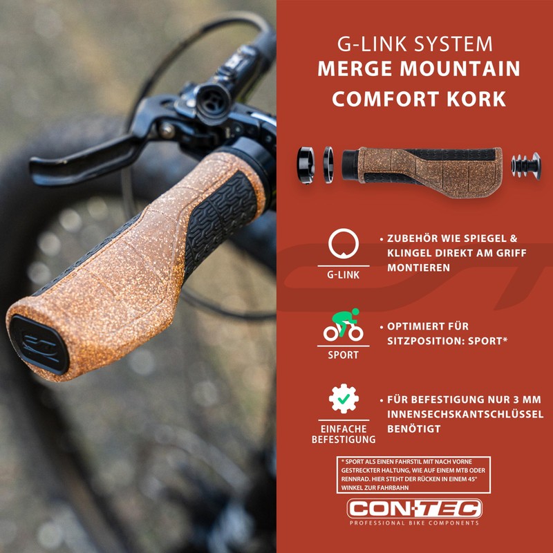 CONTEC Merge Mountain Comfort Cork Bicycle Grip 140 mm D3
