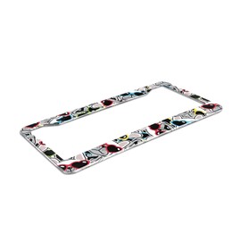 Delerain French Bulldog License Plate Frame, Car Tag Cover Stainless Steel Metal Aluminum Frame for US Standard 2 Round Holes (Set of 2)