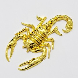 Pair of Car 3D Scorpion Metal Sticker Waterproof Anti-Rust Body Decorative Decor Badge Emblem for Automotive Car Motorcycle Cyling Scooter (Golden)