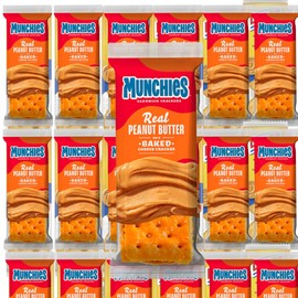 Munchies Peanut Butter on Cheese Crackers, 1.42 Ounce, Cheese Crackers, Peanut Butter Crackers, Snack Crackers, Cheese Crackers Snack Packs (24 count)