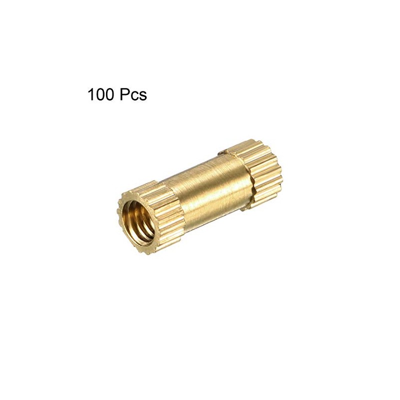 sourcing map Knurled Insert Nuts - 100Pcs M3 x 10mm