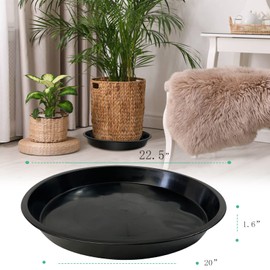 DUNPUTE Plant Saucer 16 18 20 22 Inch, 4 Pack Heavy Duty Large Plant Tray for Planter Pot, Plastic Flower Pot Saucers Drip Water Trays for Indoors and Outdoors (22 Inch)