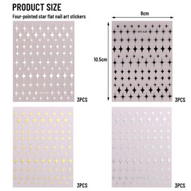 Calkkrer 12 Blatt Selbstklebend Nagel Sticker, 3D Stern Selbstklebende Nagelaufkleber, Nail Art Zubehör für Fingernägel, Nageldesign Deko, Nagel Lack Aufkleber