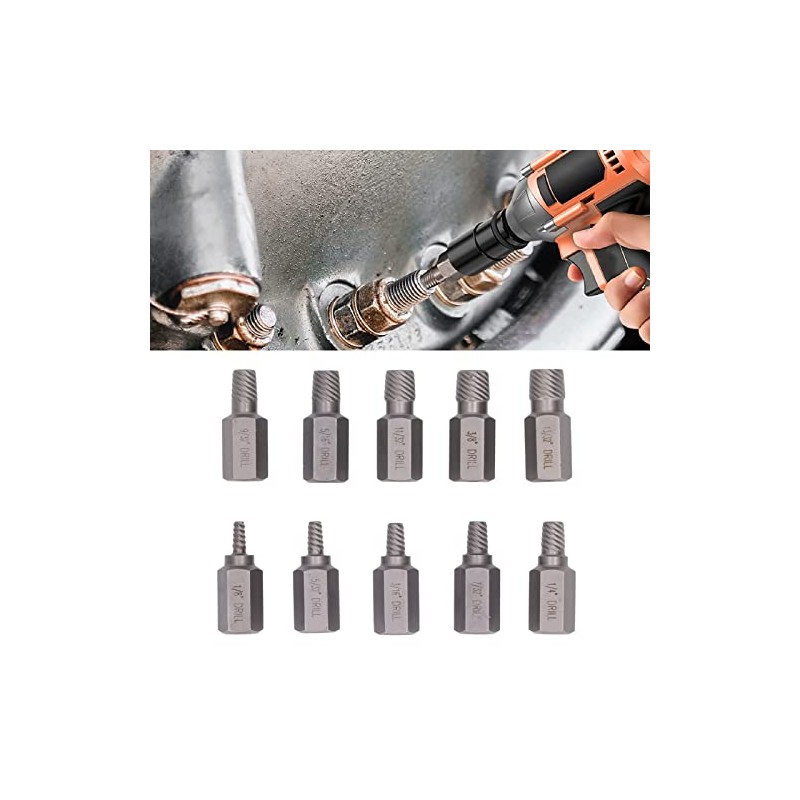 10 Piece Screw Extractor Set, Hex Multi Spline Easy Out
