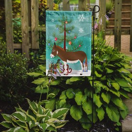 Caroline's Treasures BB9214GF Miniature Mediterranian Donkey Christmas Garden Flag, Teal Mailbox Flag Decorative Yard Flag Banner Outside Patio Artwork Yard Flower Beds, Garden Size, Multicolor