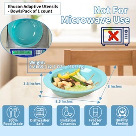 Ehucon Adaptive Melamine Bowl for Tremors,Elderly,Parkinsons to Self-Feeding,Non-slip and Weighted Dinnerware(Bowl)