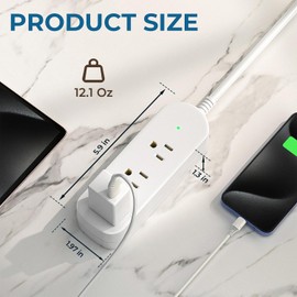 Outdoor Power Strip Weatherproof, IPX6 Waterproof Surge Protector with 3 Wide Outlets, 1625W/13A, 5FT Extension Cord, Wall Mountable for Indoor Outdoor, UL FCC Listed-White