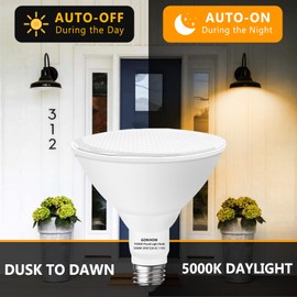 Gonhom Par38 LED Dusk to Dawn Flood Light Bulbs Outdoor 2 Pack, 2700K Daylight, 20W Replace up to 200W, 1800LM, E26 Base Outdoor Flood Light Bulbs for Backyard, Garage, Porch, Garden