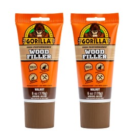 Gorilla All Purpose Wood Filler, Walnut Color, 6 Ounce Tube (Pack of 2) - Water Resistant for Indoor or Outdoor Projects and Repairs