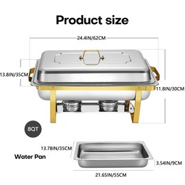 Chafing Dishes for Buffet 4PK & 8QT Semi Gold Stainless Steel Buffet Set for Parties and Catering Supplies - Number of Items: 4 Pack