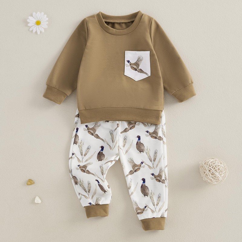 DSOKUHIB Toddler Baby Boy Hunting Clothes Mallard Duck Long Sleeve