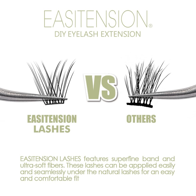 DIY Eyelash Extension, Glue Bonded Band Individual Lash 12 Clusters