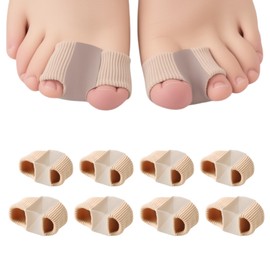 8 Stück Zehenspreizer Hallux Valgus, Silikon Großzehenabstandshalter mit 2 Schlaufen, Überlappende Zehen Zehenspreizer, Hammerzehen Korrektur, 2 Verschiedene Größen von Zehentrenner, Frauen und Männer