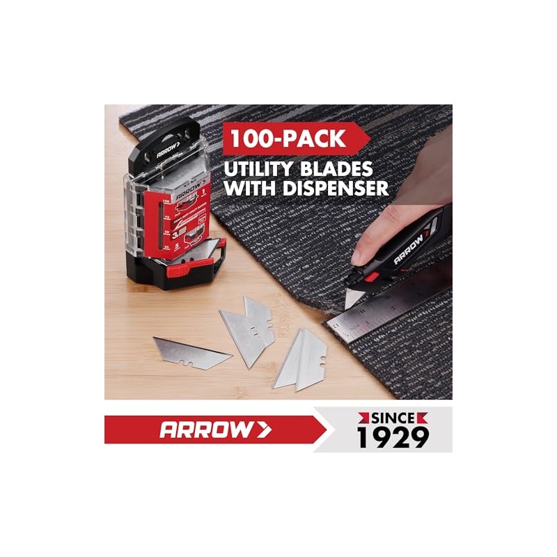 ARROW 100-Pack SK2 Utility Knife Blades, Premium Tempered Steel Box