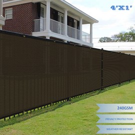 E&K Sunrise 4' x1' Privacy Fence Screen with Grommets, Outdoor Windscreen Fence Covering Privacy Screen UV Blockage for Backyard Garden Patio (Brown)