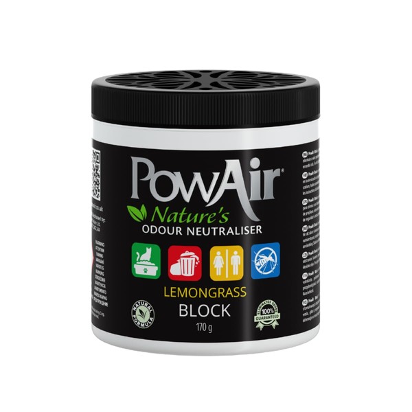 PowAir Block Natural Odour Neutraliser - Lemongrass Scent 170g -