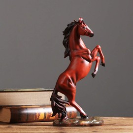 better us Horse Statue Figurines - Resin Standing Fighting Horse Sculpture Home Office Decoration Tabletop Decor Ornaments (Red)