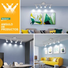 JSXing Kit de iluminación de riel LED de 4 luces, cabezales de luz giratorios flexibles, foco de techo de 4 vías con acabado, que incluye 4 bombillas LED GU10-4W 400LM (champán, luz blanca-5000k)