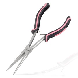 LEONTOOL Extra Fine Long Tip Pliers Long Tip Pliers No Groove Long Reach Long Pliers Tapered Lead Pliers Thin Pink Female Size Spring Small Miniature Lightweight Easy Detail Work Precision Work Beads