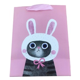 A&S Creavention 12pcs Cat Draw Paint Paper Party Gift Bags (Bunny Cat, L (12.5"x10x5"))