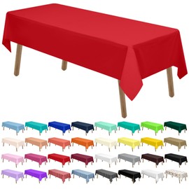 Red Plastic Tablecloths 2 Pack Ruby Disposable Table Covers 54 x 108 Inch Bridal Shower Party Tablecovers PEVA Table Cloths for BBQ Picnic Birthday Wedding Banquet Parties 8 ft Rectangle Table Use