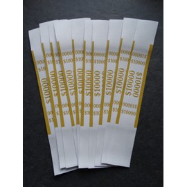 10 Mustard $10,000 Cash Money Self-Sealing Straps Currency Bands