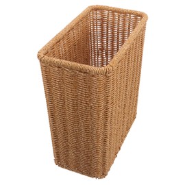 Kichvoe Slim Woven Trash Can, Wicker Waste Basket Slim Garbage Can Rectangular Garbage Bin Narrow Decorative Waste Bins