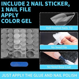 WABUYAO 120PCS Clear Half Frosted Nails Tip Almond Acrylic Fake Nails Full Cover Artificial Nail Tips 12 Sizes Medium Length For Nail Salons and Home