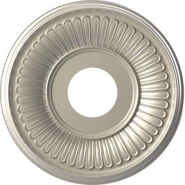 Ekena Millwork CMP13BEBAL Berkshire Thermoformed PVC Ceiling Medallion (Fits Canopies up to 5 3/4"), 13"OD x 3 1/2"ID x 3/4"P, Bright Coat Aluminum