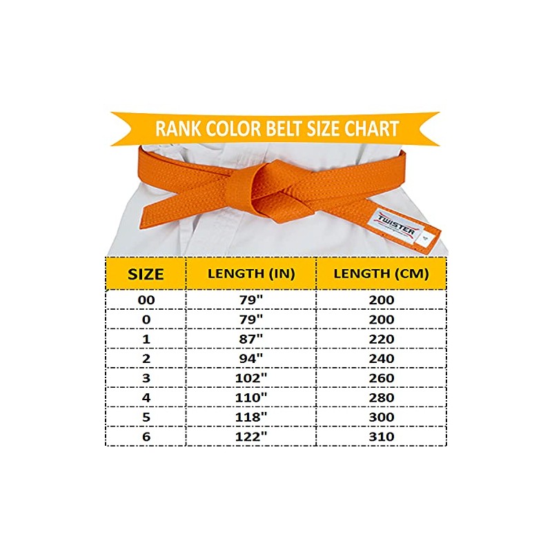 TWISTER Rank Belts for Martial Arts Karate, Aikido, Taekwondo, Judo,