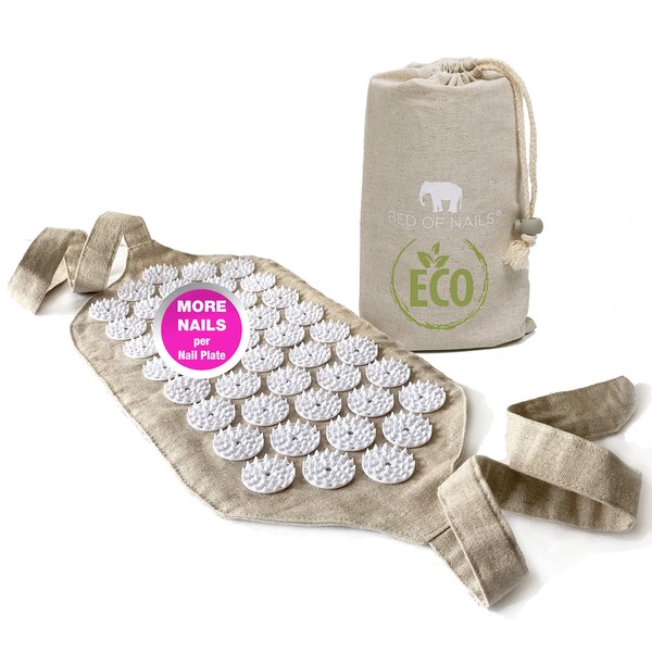 BED OF NAILS Original ECO Acupressure Strap Wrap — 1,848 Pressure Points — On-The-Go Acupuncture Mat Strap for Back Pain Relief, Tendonitis, Cellulite — FSA/HSA Eligible, with Bag, 15 x 8”