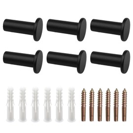 KMKANPO 6 sets of coat hooks, wall coat hooks, coat hooks with mounting accessories, coat hooks, wall hooks, coat hooks, matt black, for bathroom, towel hooks, bedroom coat hooks