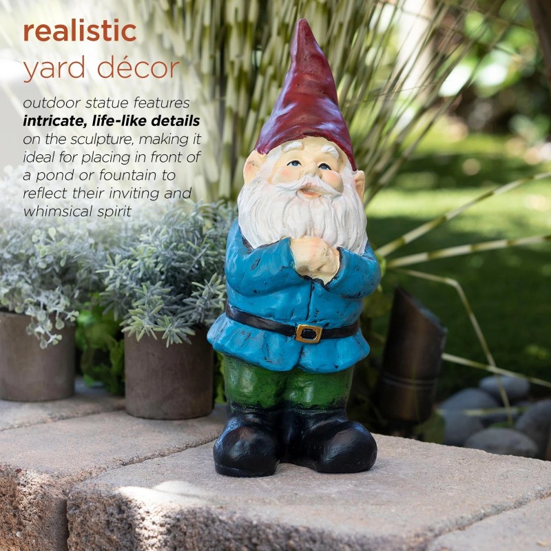 Alpine Corporation 12" Tall Classic Outdoor Garden Gnome Yard Statue