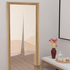 Leowefowa Traditional Japanese Noren Doorway Curtain Window Treatment Tapestry Polyester for Room Divider Curtains Kitchen Home Decorations 33.5" Width x 70.9" Long (Stream-Lined Wave)