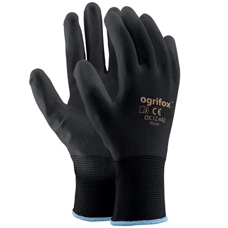 Ogrifox AJS LTD® 24 Pairs Black PU Coated Nylon Work