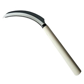 Grass Sickle Handheld Sawtooth Sickle Japanese Harvest Sythe Tool with Wooden Handle