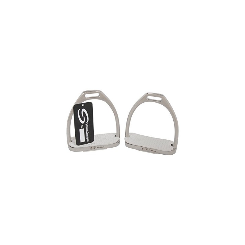 S-Products EQUESTRIAN IRONS FILLIS DRESSAGE STIRRUPS WITH WHITE TREADS RRP