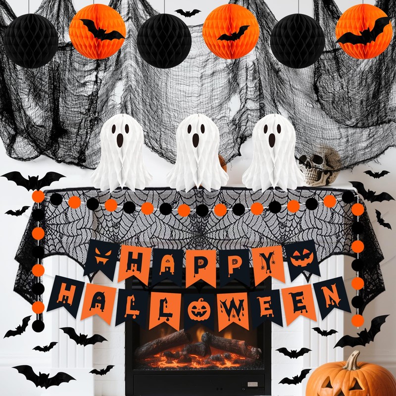Halloween Party Decorations, 29Pcs Halloween Indoor Decorations Kit with Mantel
